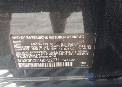2016 BMW X5 xDrive35I from USA, damaged, VIN 5UXKR0C51G0P22771